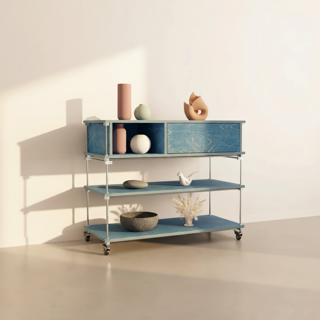 Axis™ Danube Blue Modular Display Cabinet & Shelving Cart